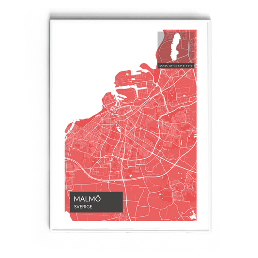 Malmö - Röd Map Poster