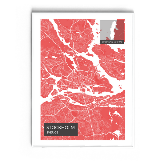 Stockholm - röd map poster