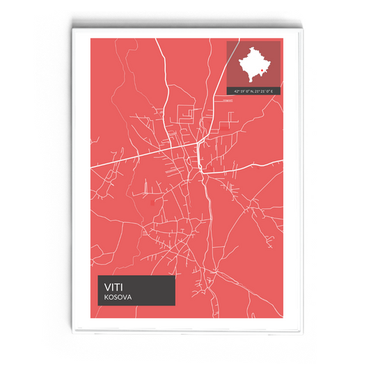 Viti - Röd Map Poster