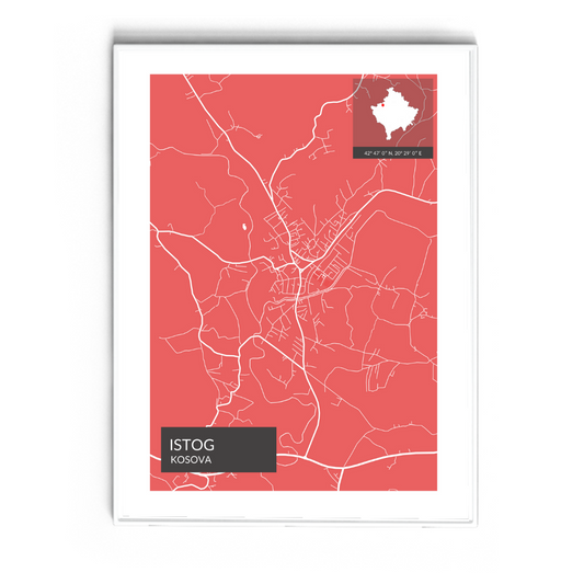 Istog - Röd Map Poster