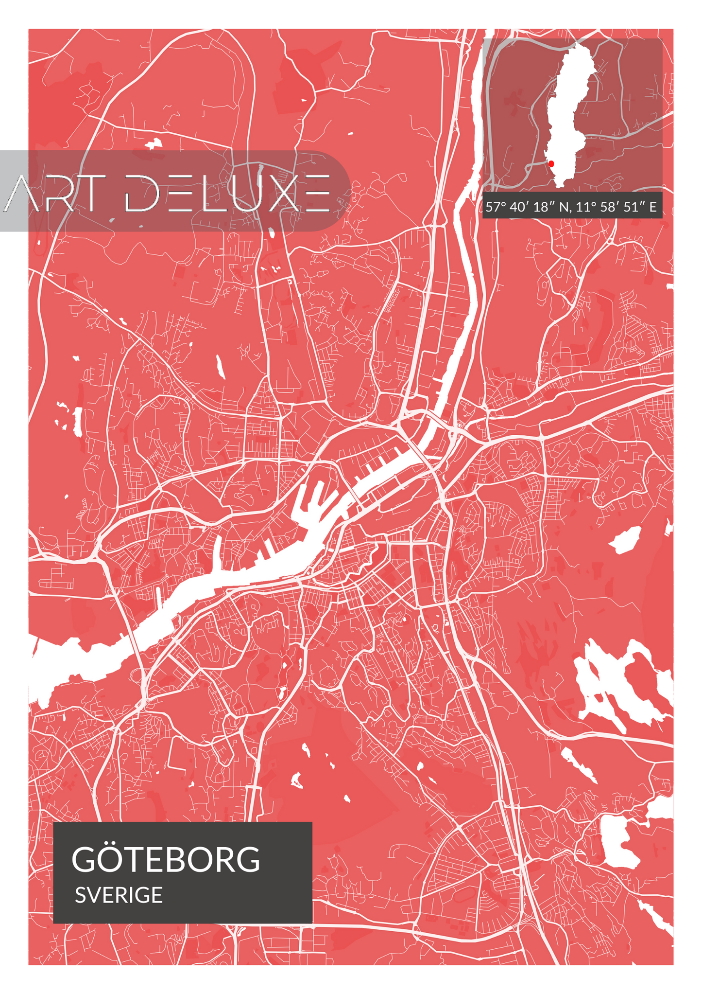 Göteborg - Röd map poster